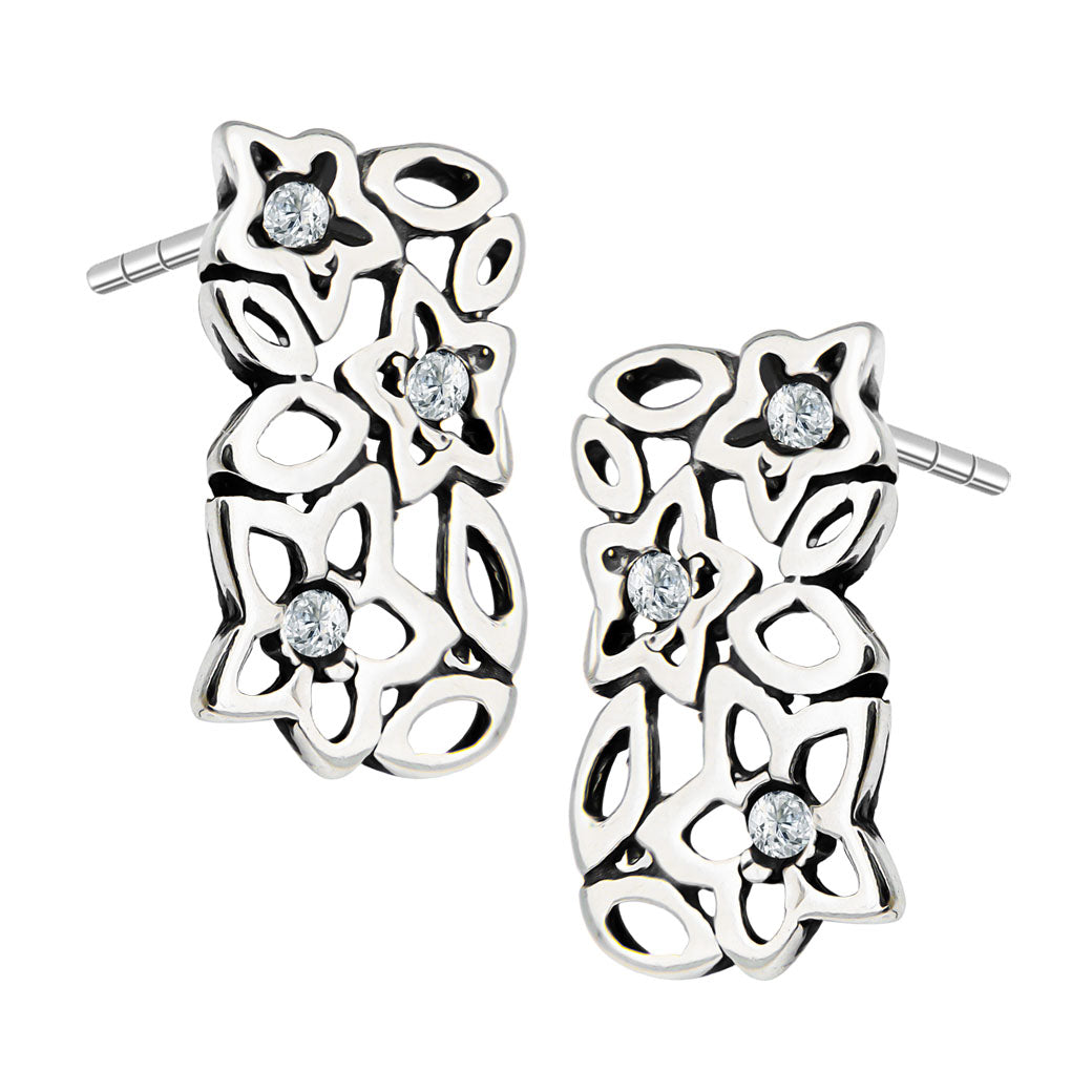 Kolczyki ażurowe kwiaty i liście