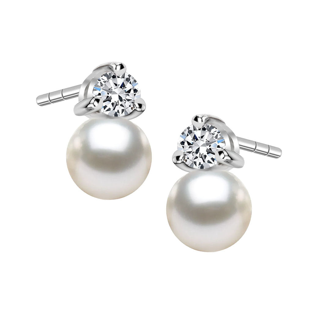 Kolczyki z perełką i cyrkonią