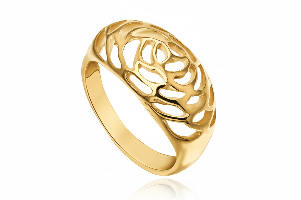 Ażurowy szeroki pierścionek