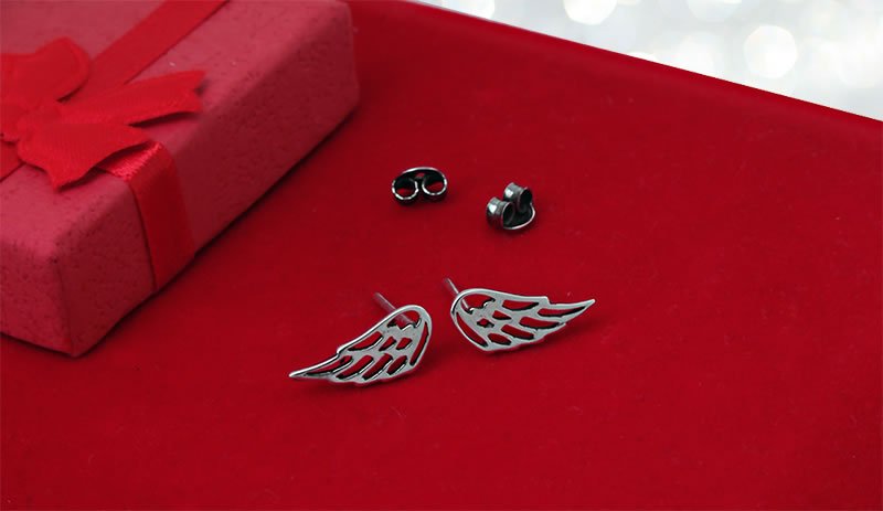 Kolczyki skrzydła oksydowane 14 mm