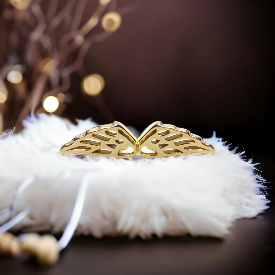 Kolczyki skrzydła pokryte złotem