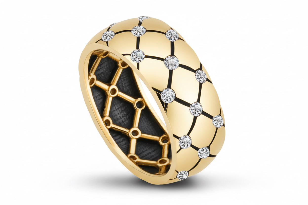 Szeroka obrączka z cyrkoniami