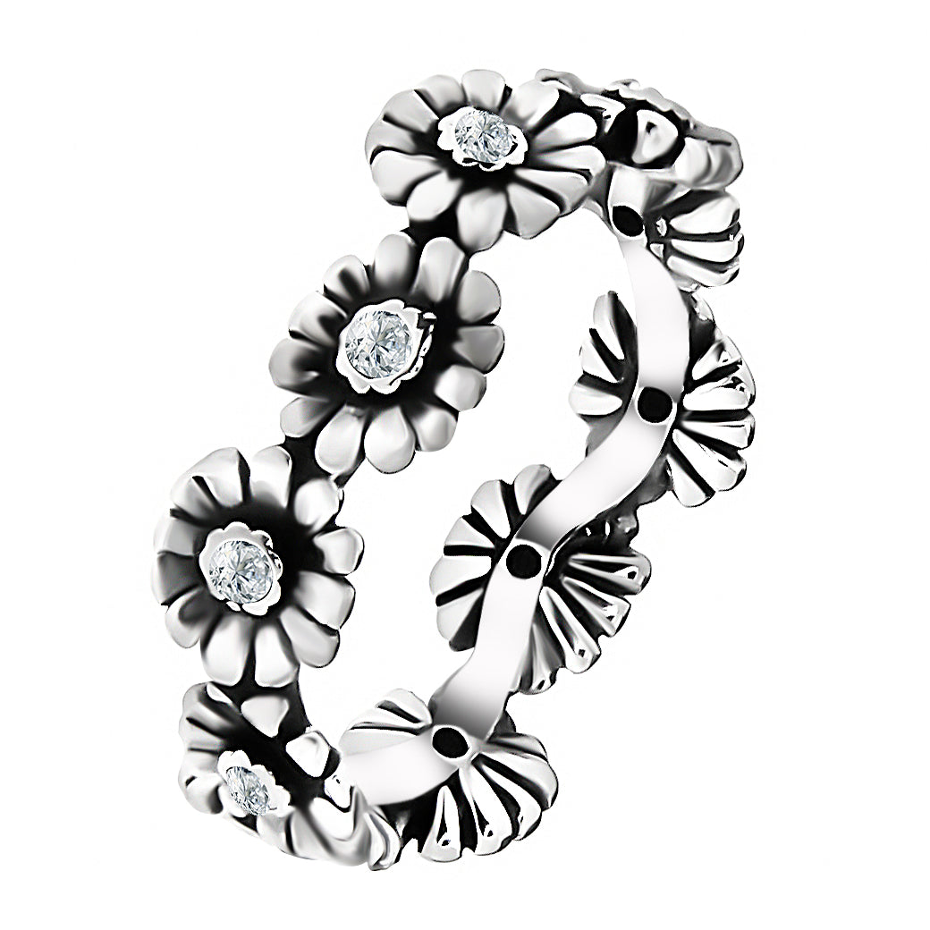 Obrączka stokrotka z cyrkoniami