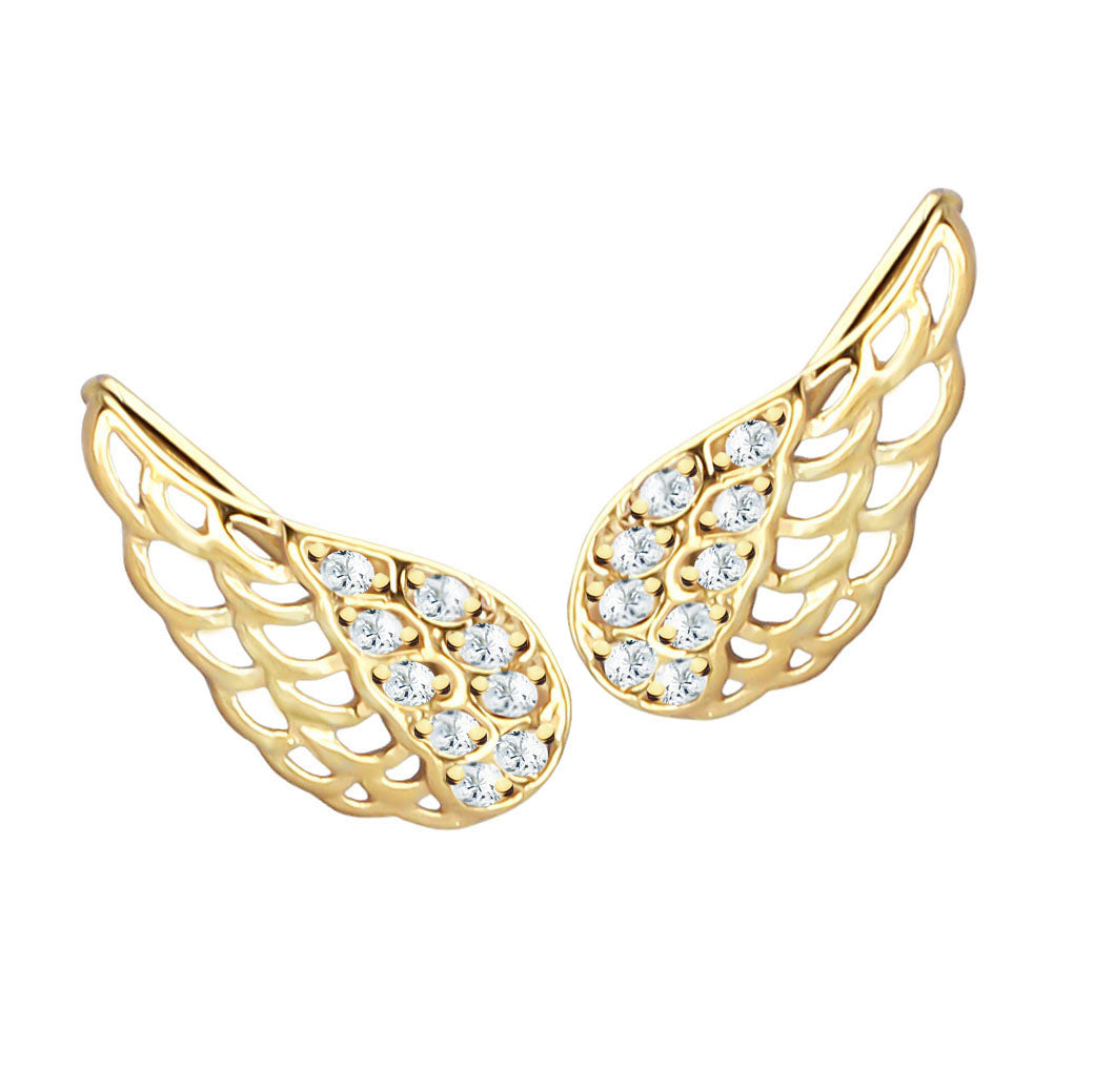 Złocone nausznice skrzydła z cyrkoniami