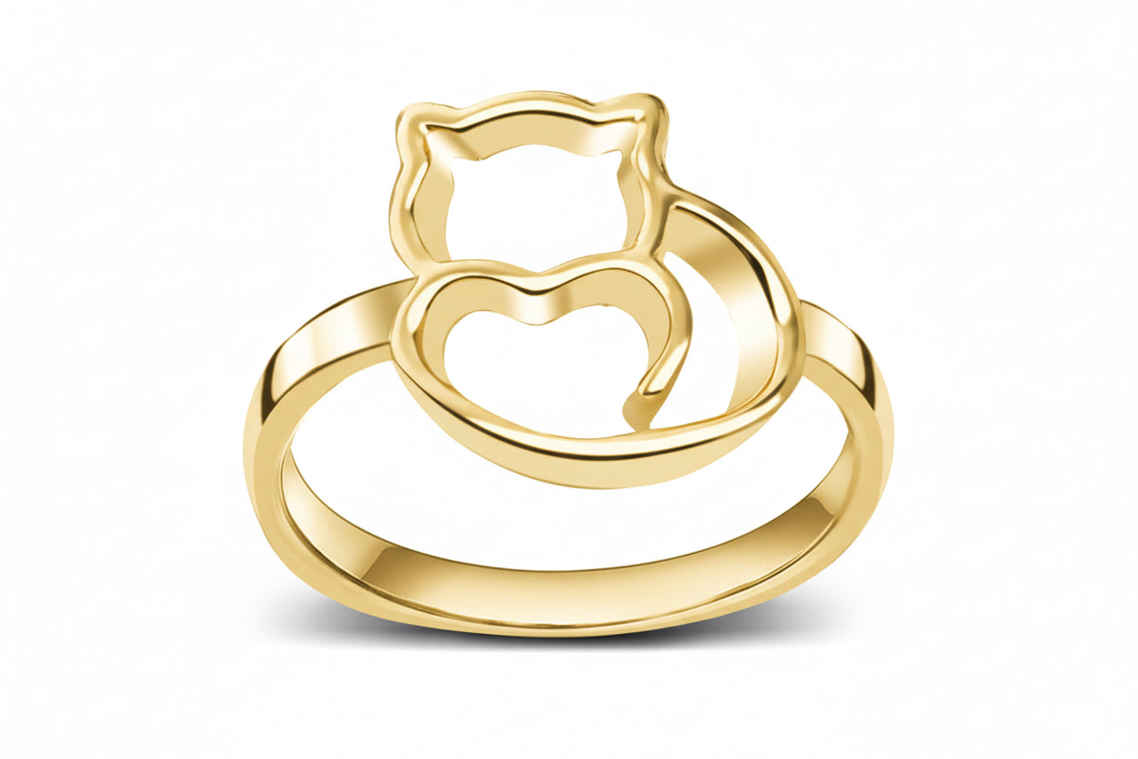 Pierścionek z kotem i sercem