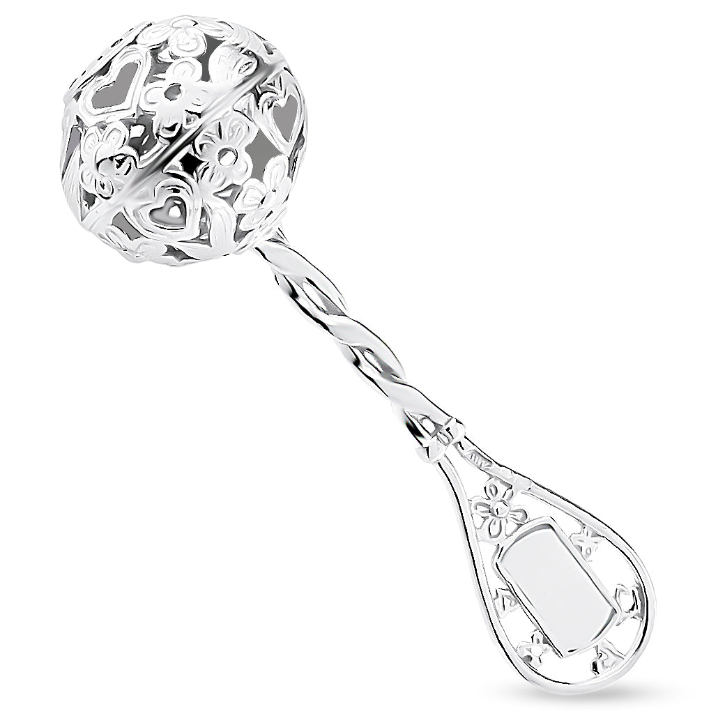 Grzechotka srebrna Pamiątka Chrztu/Narodzin