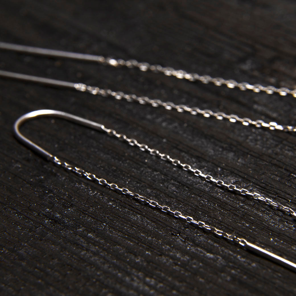 Kolczyki przekładane podwójne łańcuszki