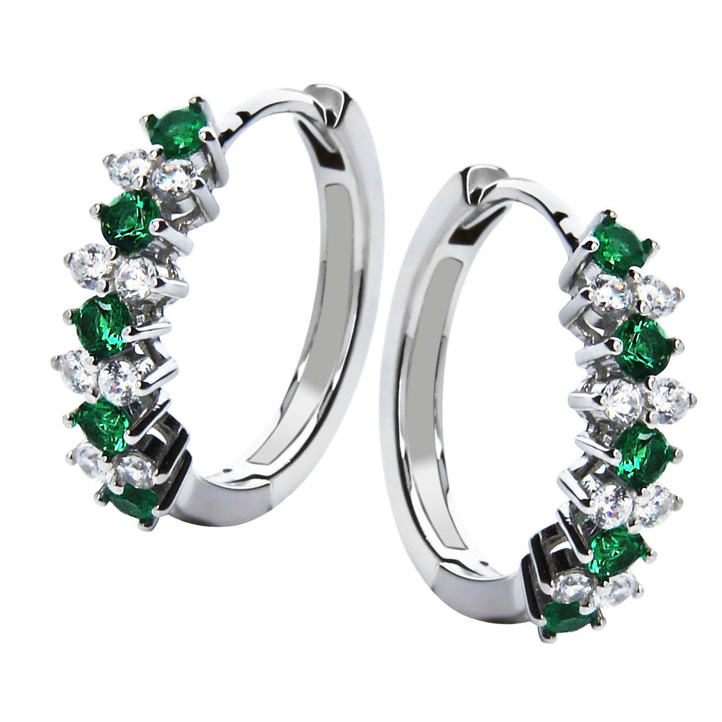 Kolczyki z zielonymi cyrkoniami clickery