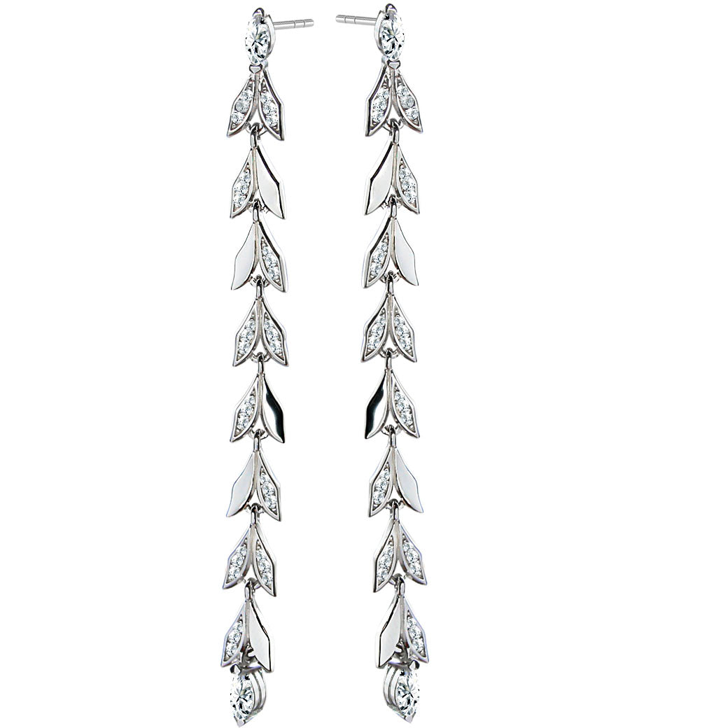 Kolczyki długie i wiszące - liście z cyrkoniami Scarlet Frost