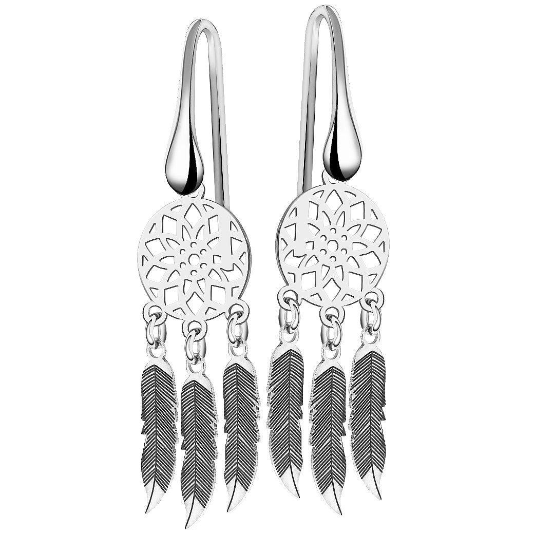 Kolczyki łapacze snów z piórkami