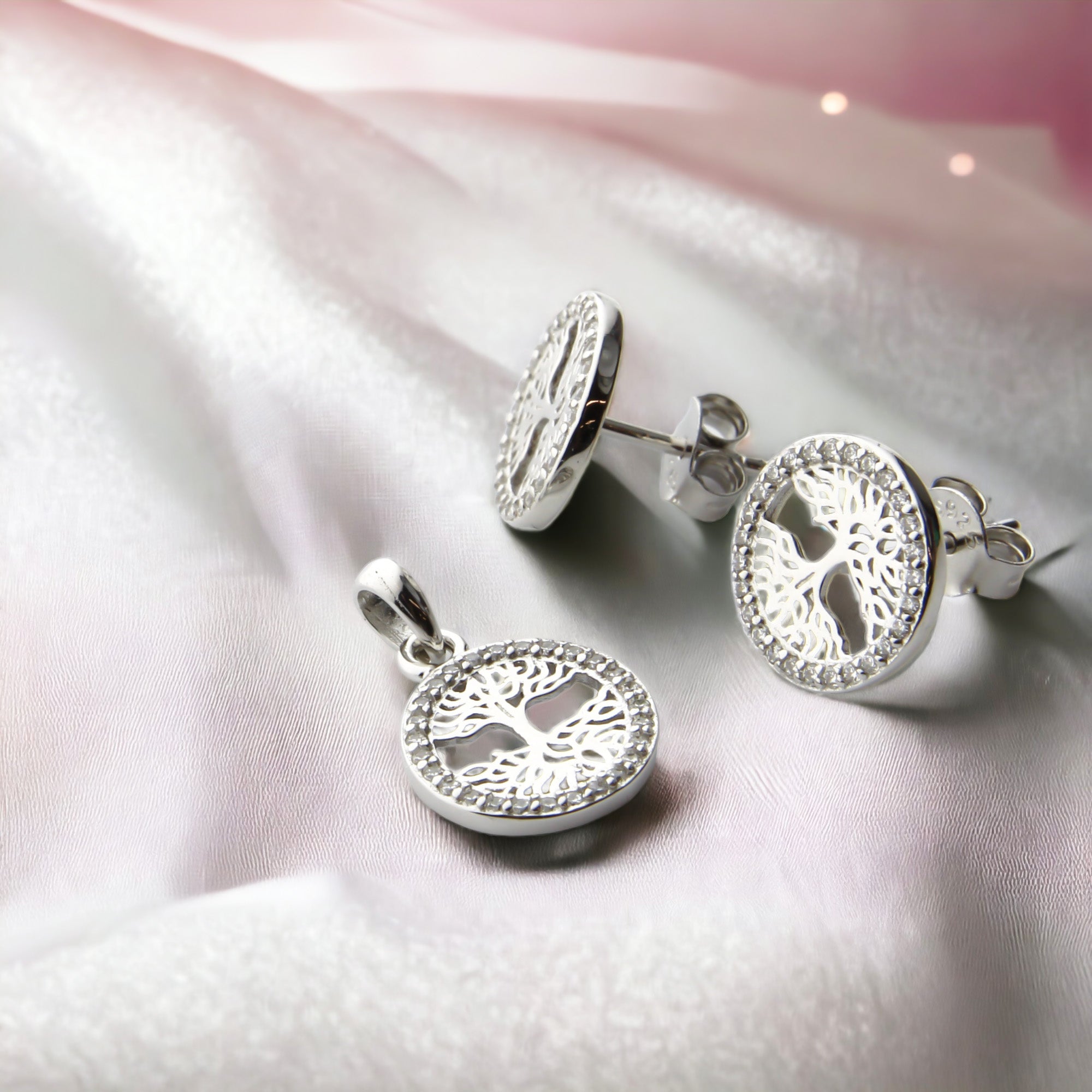 Komplet kolczyki i wisiorek drzewa