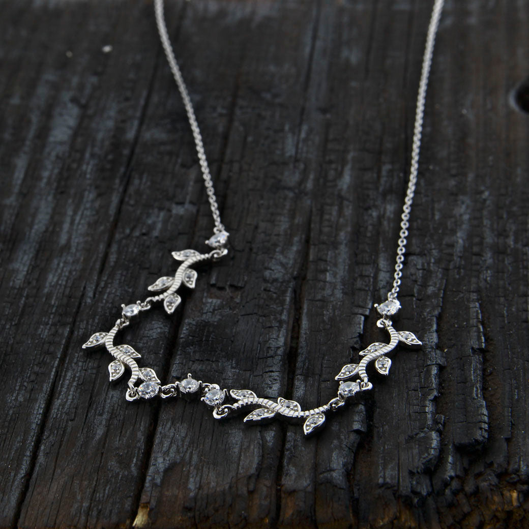 Naszyjnik/kolia listki z cyrkoniami