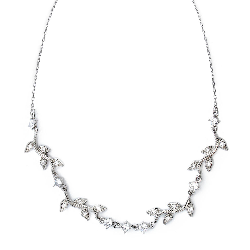 Naszyjnik/kolia listki z cyrkoniami