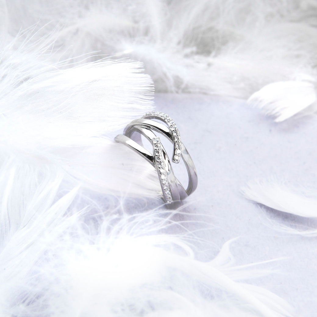 Szeroki pierścionek poczwórna obrączka