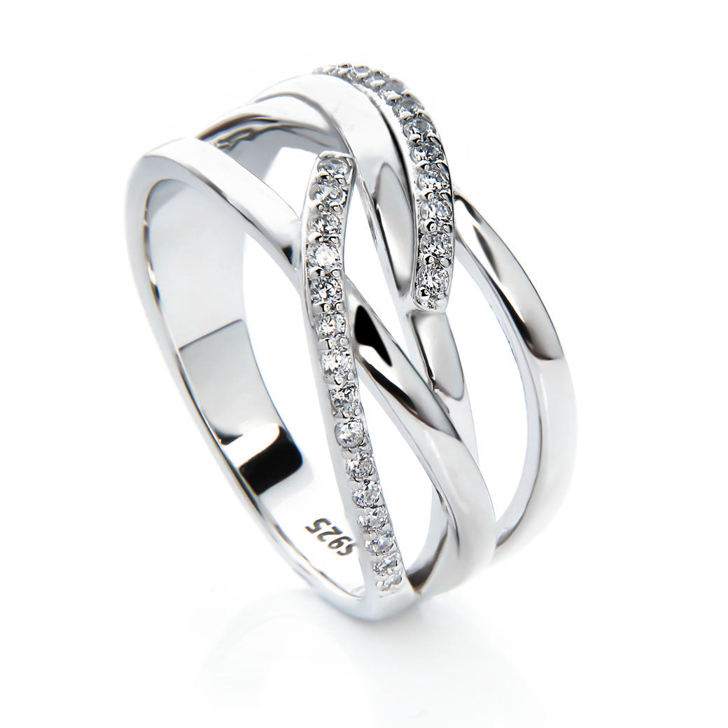 Szeroki pierścionek poczwórna obrączka