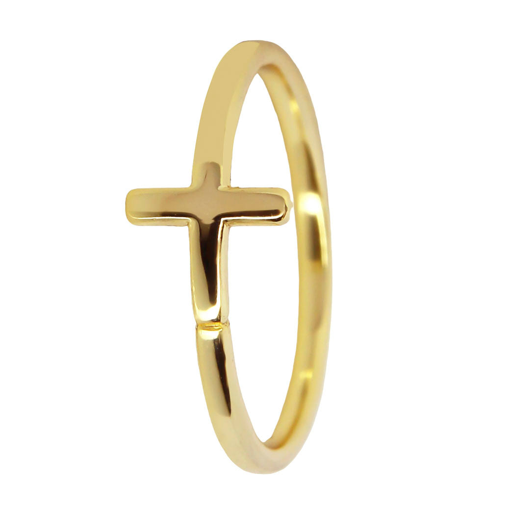 Obrączka z krzyżem - srebro pozłacane