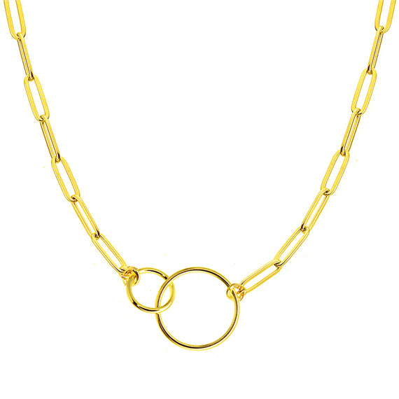 Naszyjnik z szerokimi ogniwami ozdobiony kółkami