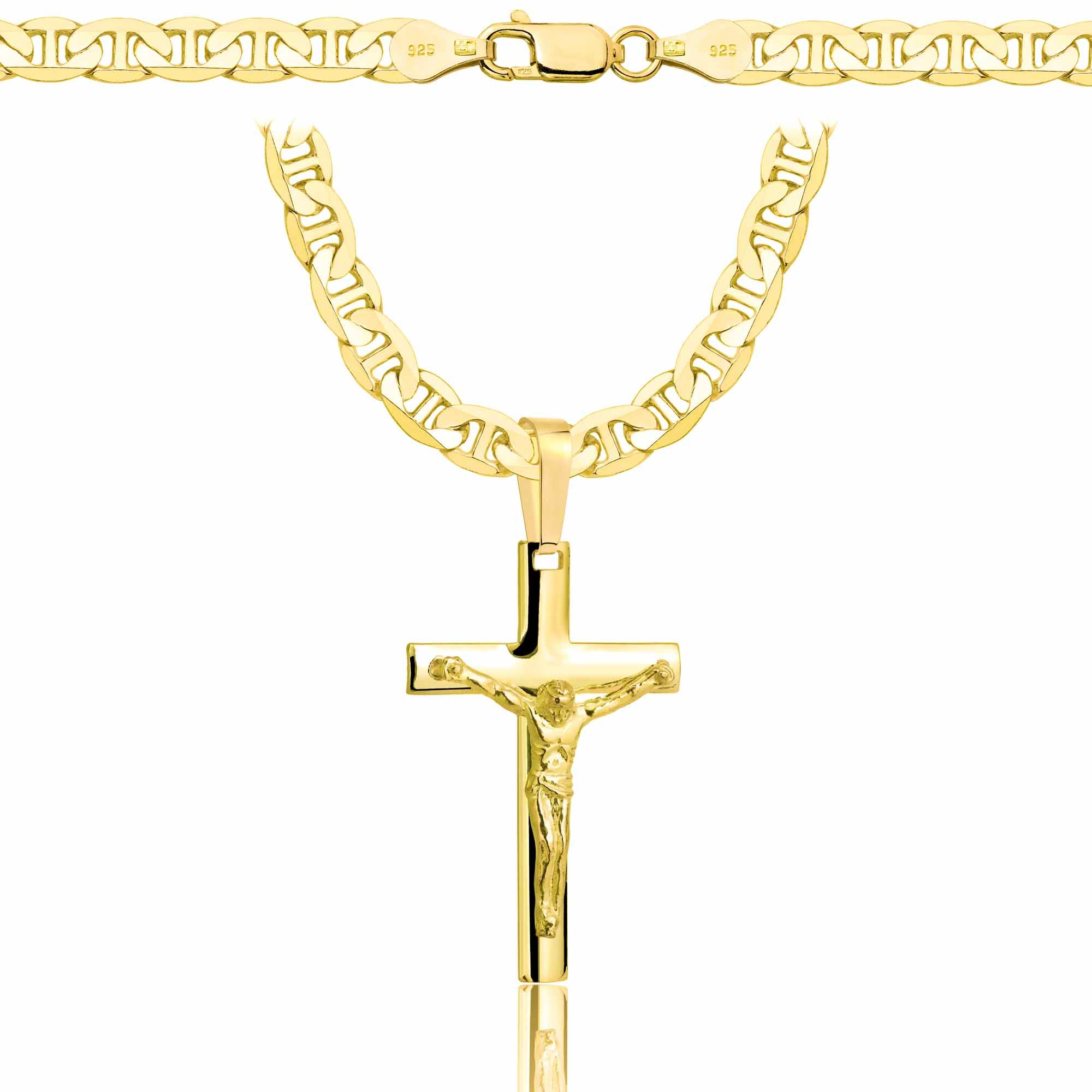 Łańcuszek pozłacany srebrny z krzyżykiem gucci 5,5mm pr. 925