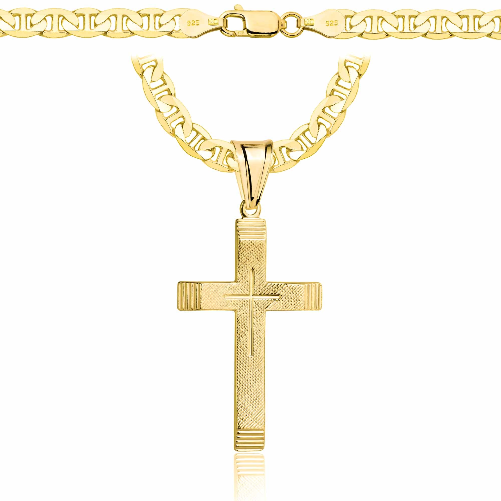 Łańcuszek pozłacany srebrny z krzyżykiem gucci 5,5mm pr. 925