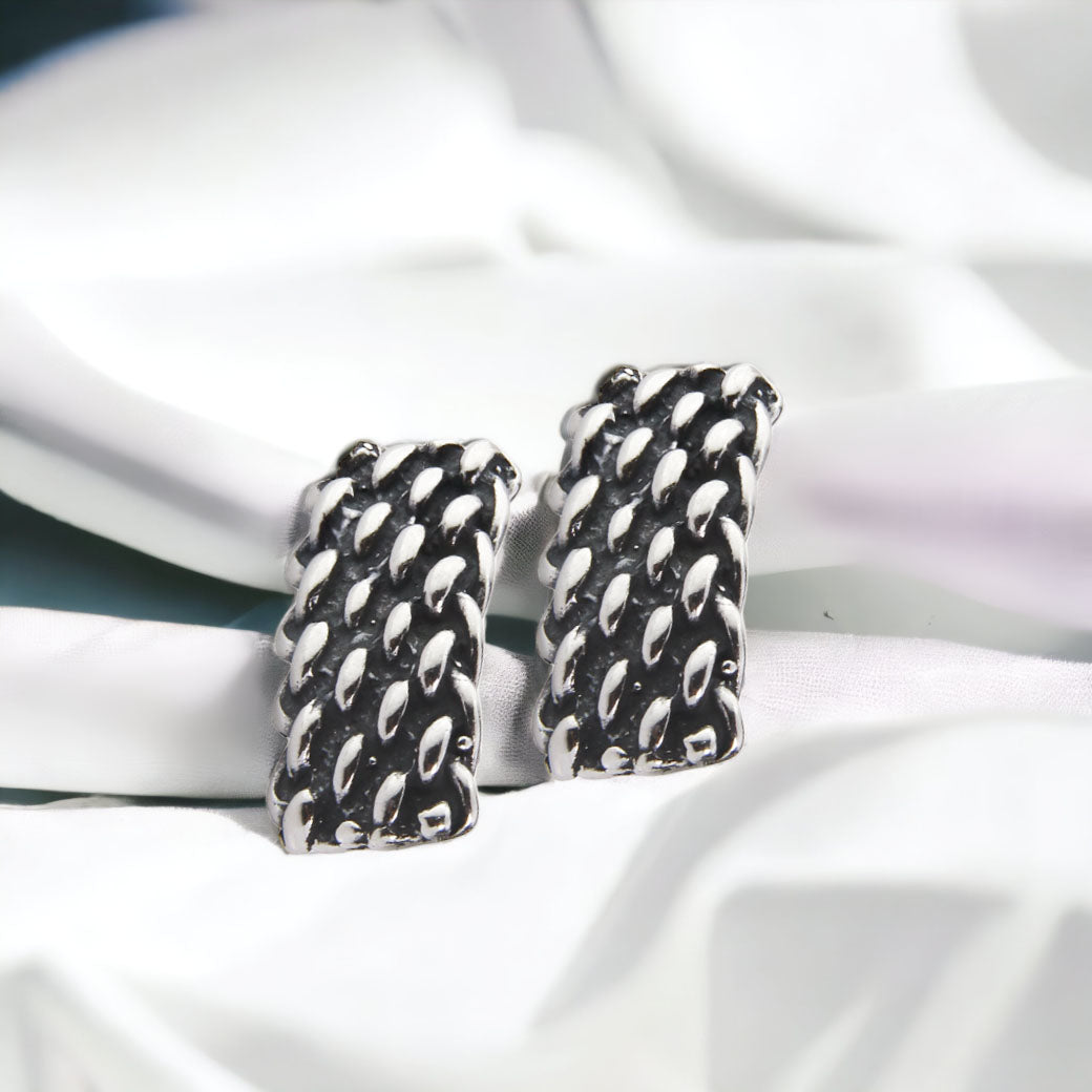 Kolczyki prostokątne plecionki