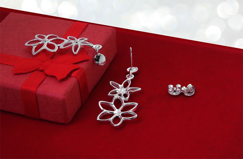 Kolczyki wiszące kwiaty sztyft