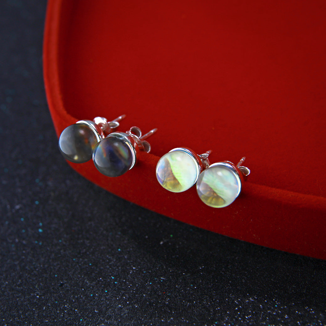 Kolczyki szklane półkule jasne