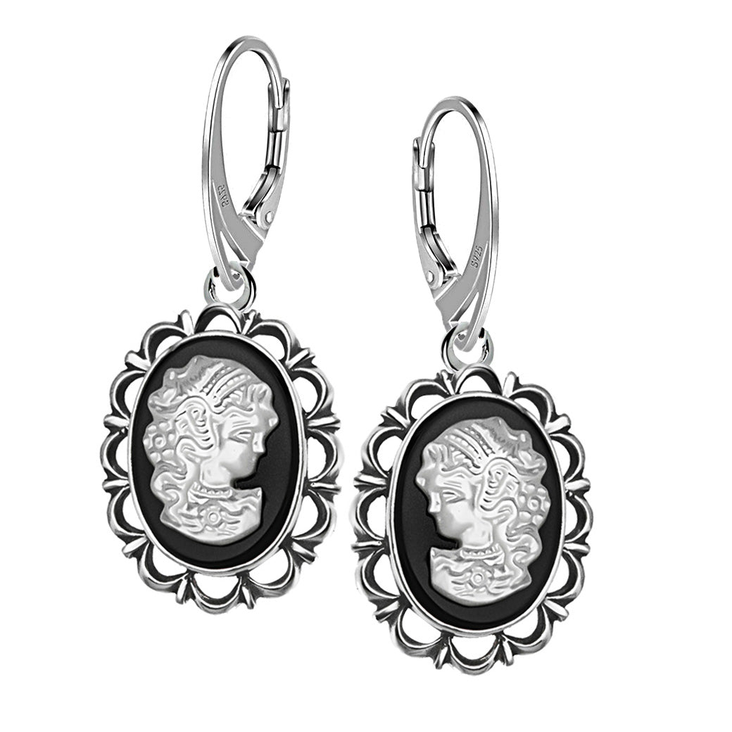 Kolczyki z Kameą 14x10 angielskie Kinowe perły