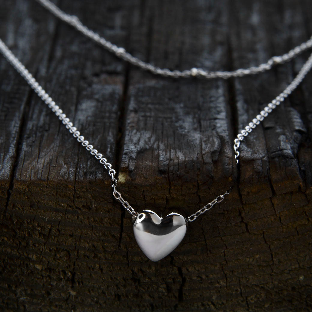 Naszyjnik kaskadowy podwójny z sercem