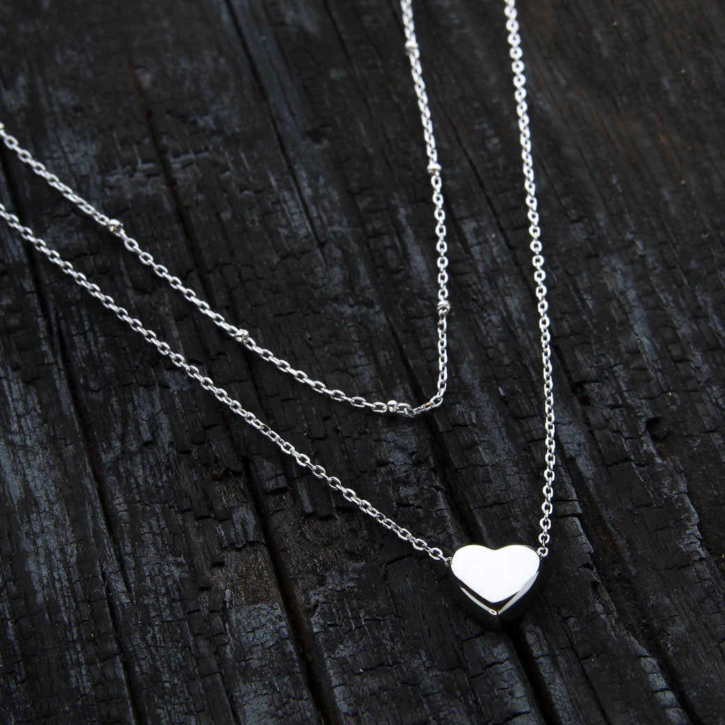 Naszyjnik kaskadowy podwójny z sercem