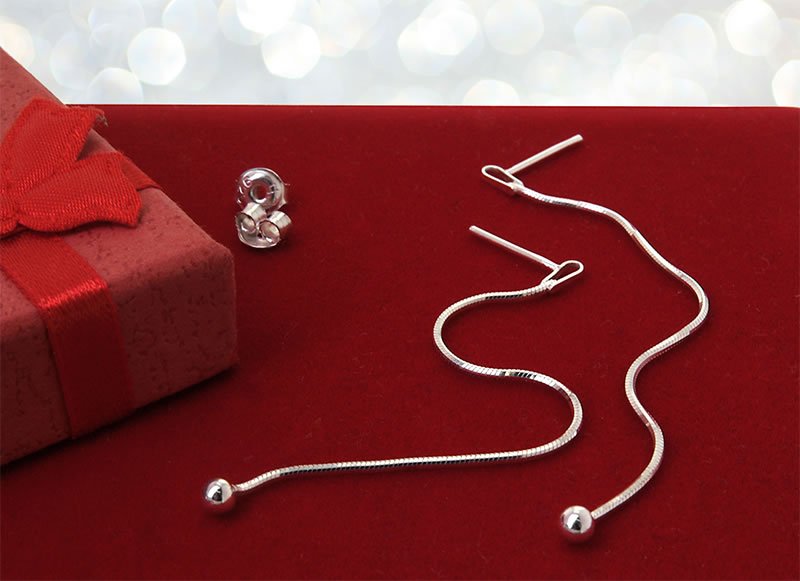 Wiszące kolczyki łańcuszki 7 cm z kulką