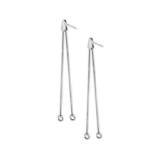 Kolczyki podwójne łańcuszki z kulką 3