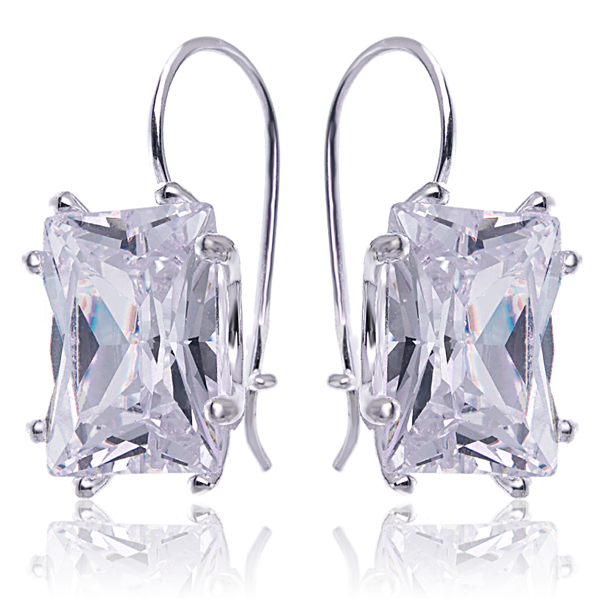 Kolczyki z białą cyrkonią 16x12mm