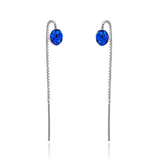 Kolczyki przekładane okrągła cyrkonia 6mm szafirowe