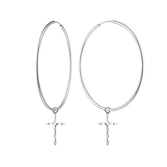 Kolczyki kółka z krzyżykiem 3