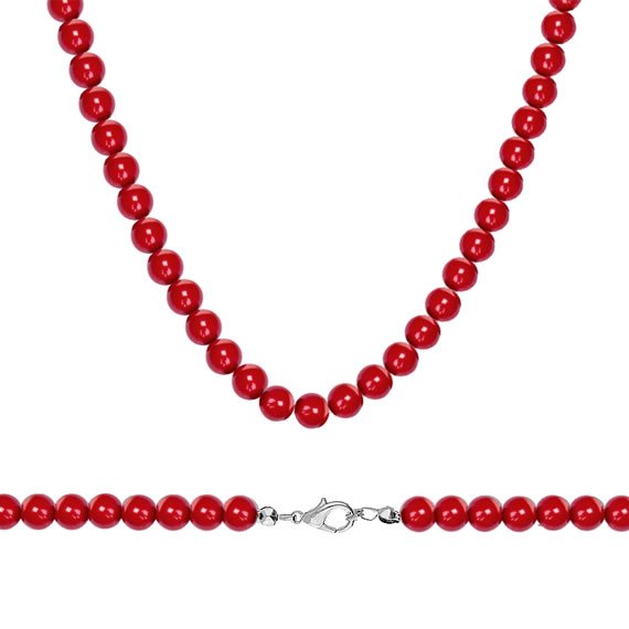 Naszyjnik czerwone korale 50cm 6mm