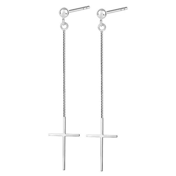 Kolczyki wiszące długie krzyżyki