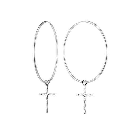 Kolczyki kółka z krzyżykiem 2