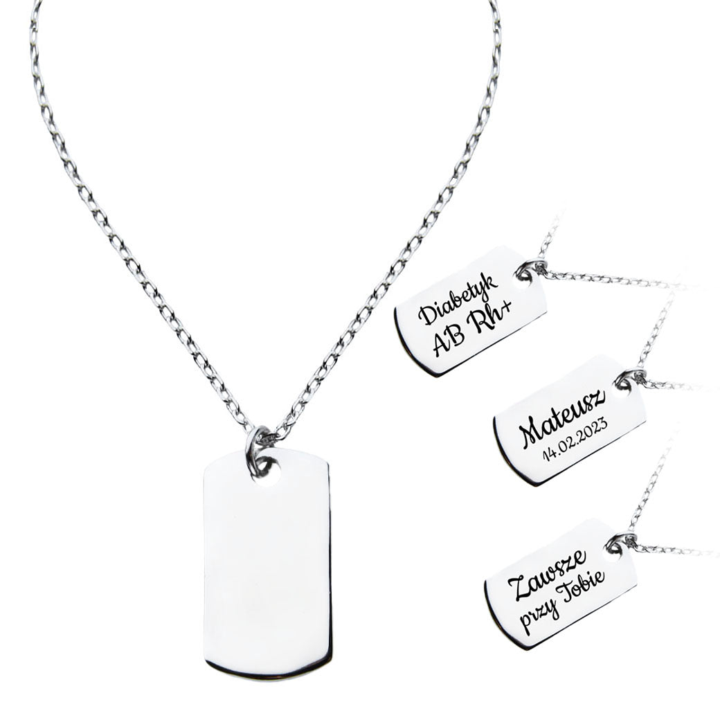 Naszyjnik nieśmiertelnik damski + GRAWER