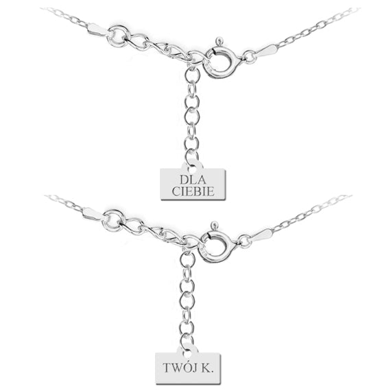 Srebrny naszyjnik serce ażurowe + Twój grawer