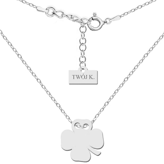 Srebrny naszyjnik z koniczyną + Twój grawer