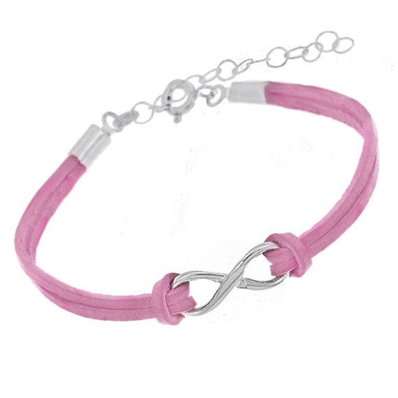 Bransoletka nieskończoność rzemyk mała różowa