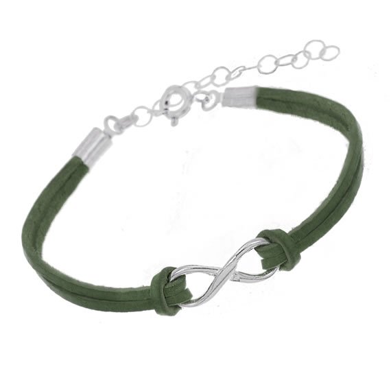 Bransoletka nieskończoność rzemyk mała zielona