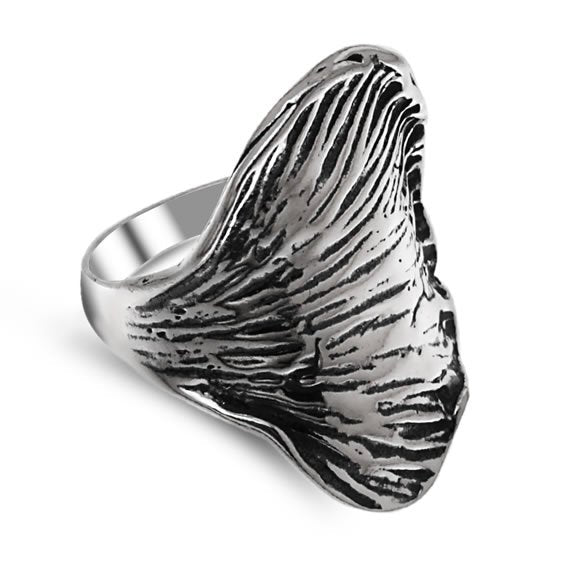 Duży pierścionek liść miłorzębu