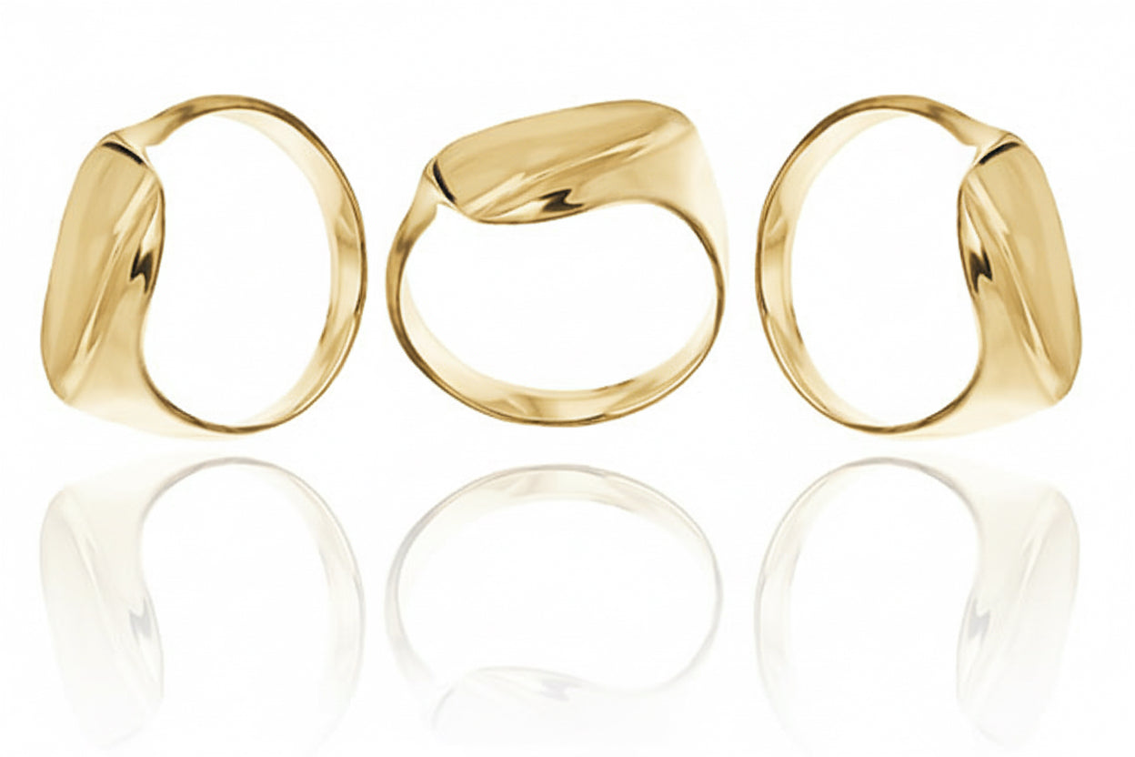 Pierścionek gładki asymetryczny