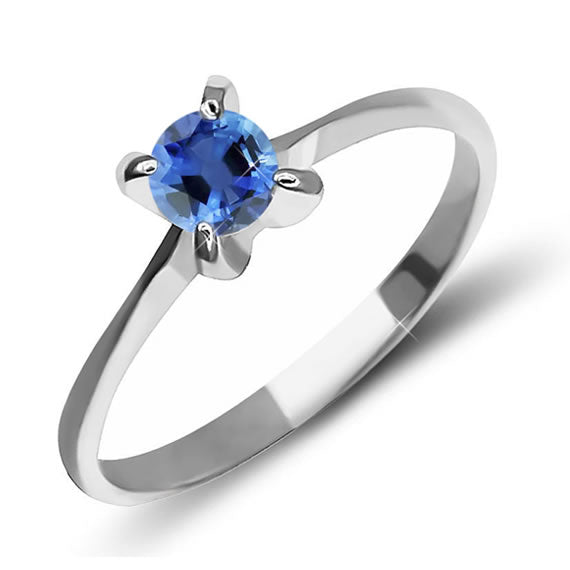 Pierścionek z niebieską cyrkonią 4mm