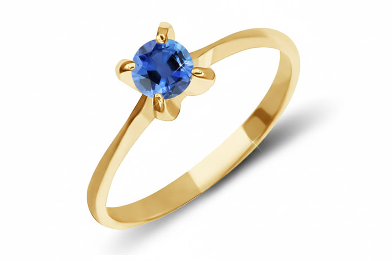 Pierścionek z niebieską cyrkonią 4mm