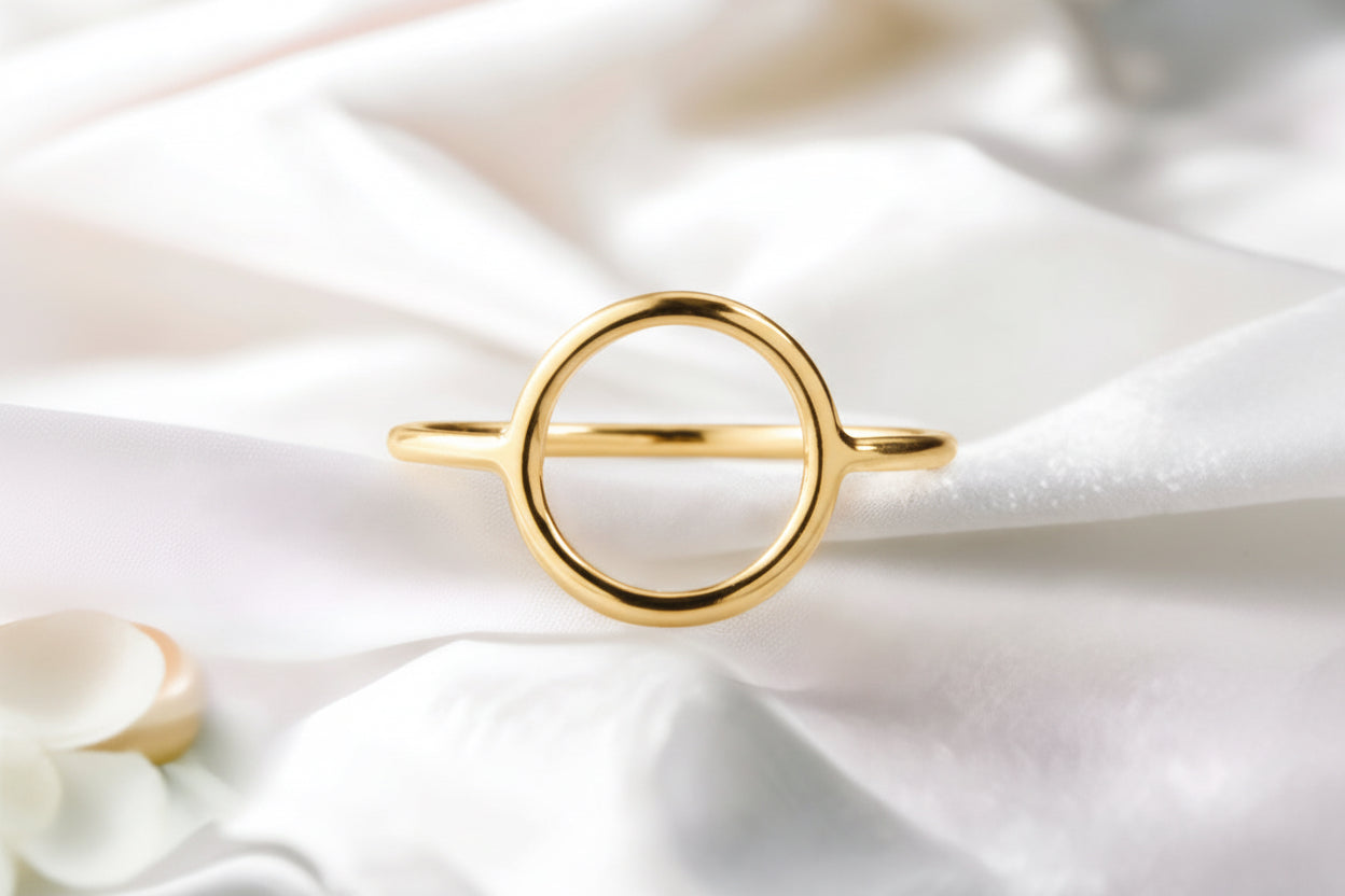 Pierścionek z kółkiem srebro pozłacane