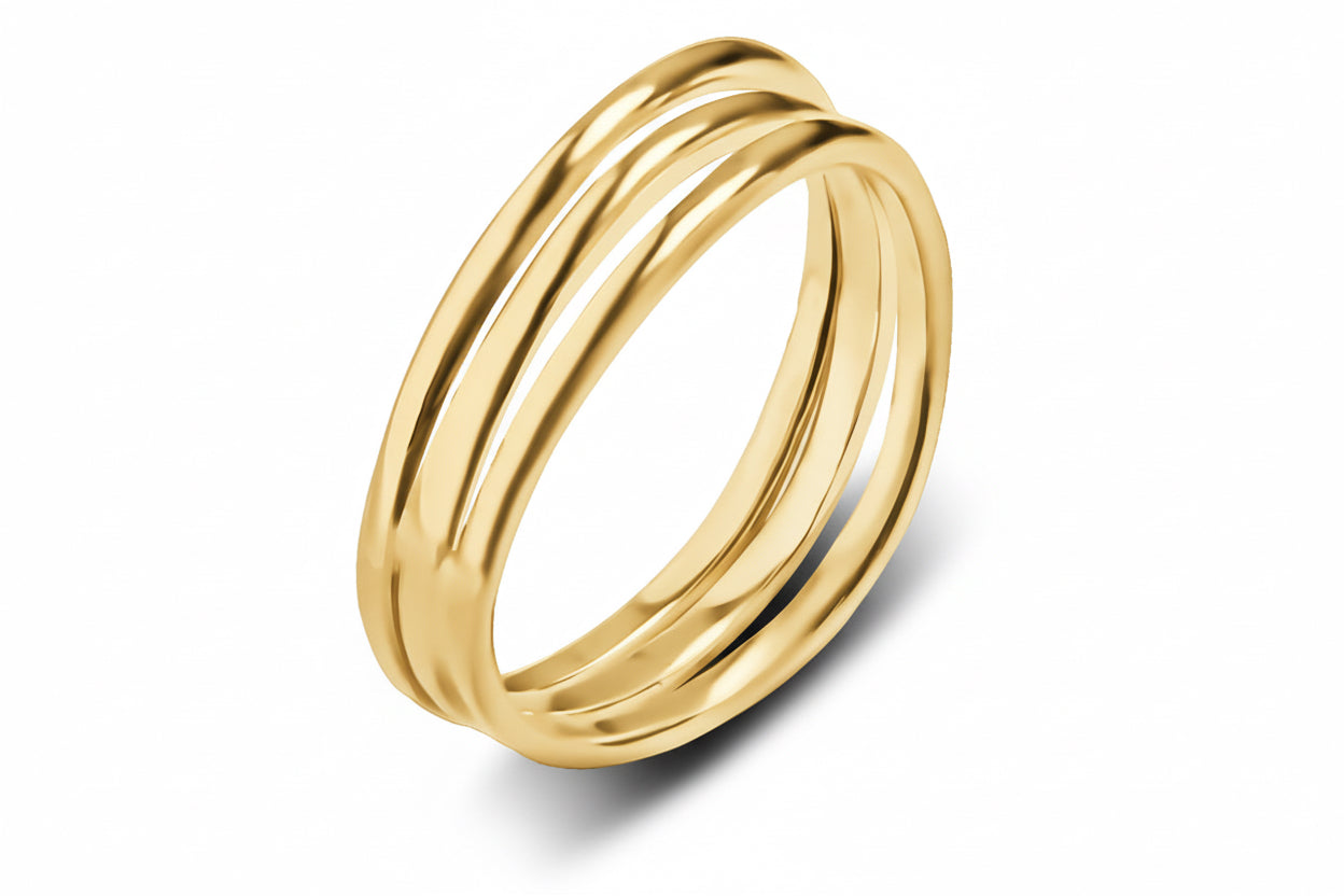 3 obrączki połączone ze sobą Zenith srebro pozłacane