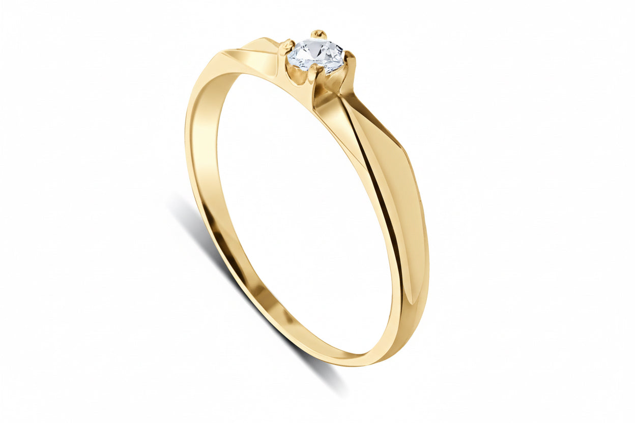 Pierścionek z cyrkonią 3 mm srebro pozłacane