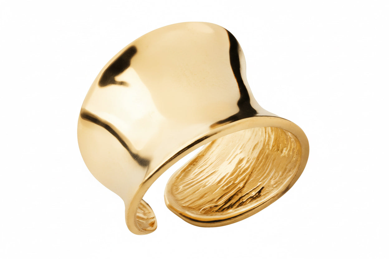 Pierścionek - wysoki, gładki, wklęsły srebro pozłacane
